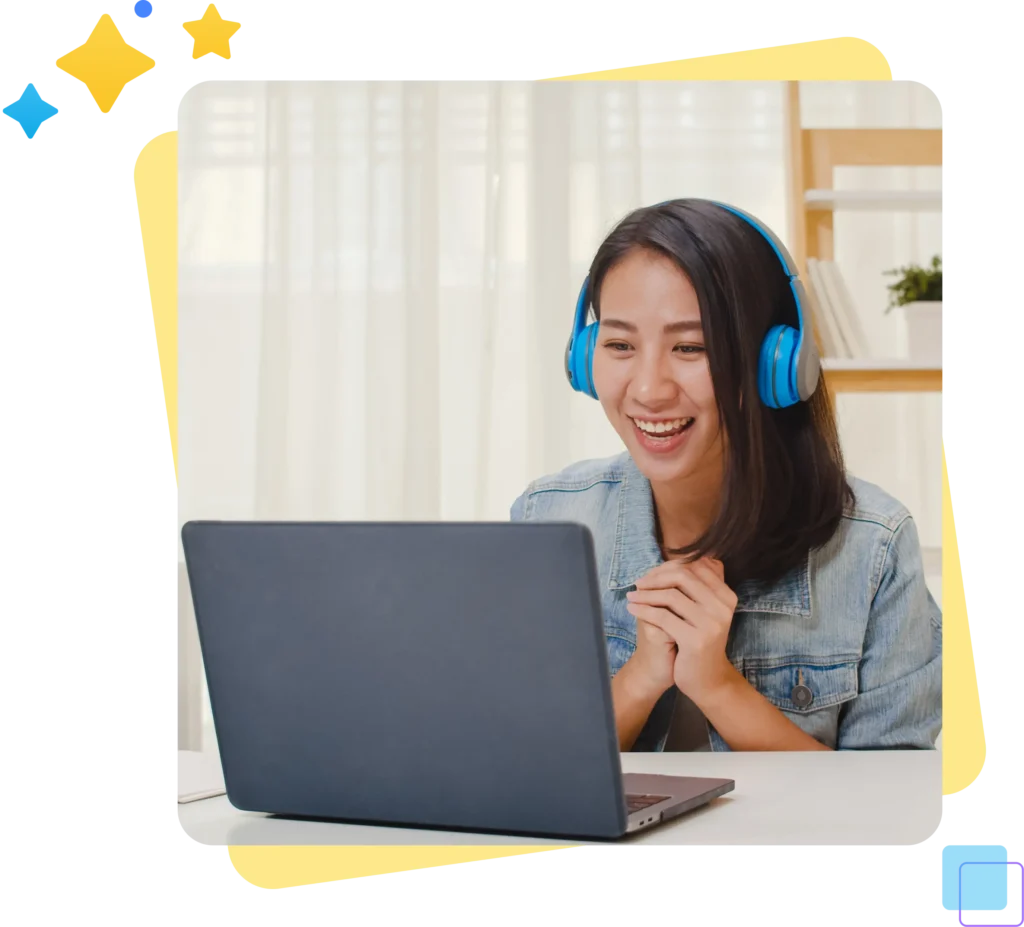 Siswi bimbel online terbaik Pinstar sedang belajar interaktif untuk persiapan lolos PTN